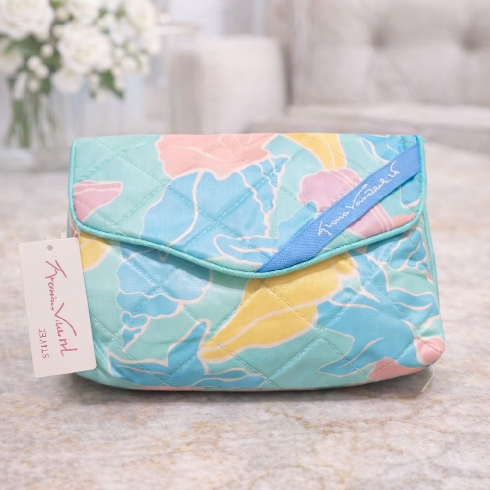 Gloria Vanderbilt Quilted Floral Clutch Makeup Pouch